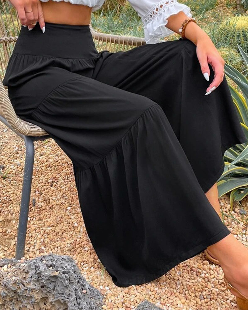 High-Waisted Baggy Cotton Hemp Wide-Leg Pants