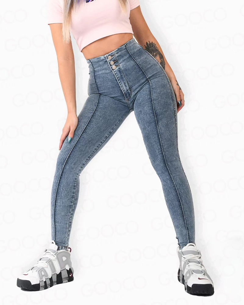 Stretchy Pulled High Waisted Skinny Jeans
