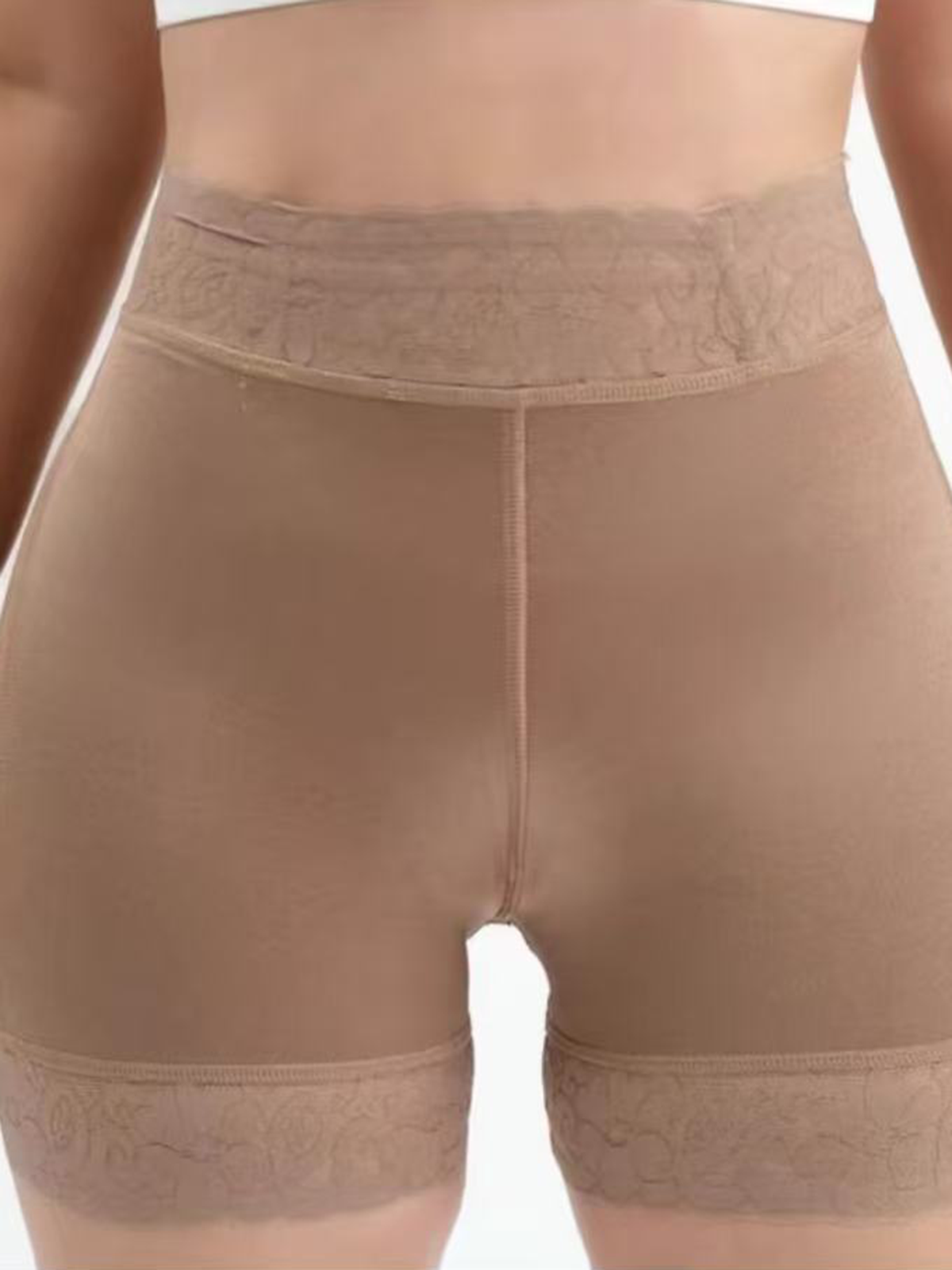 Lace Trimmed High Waisted Breathable Hip Lifting Shaping Shorts