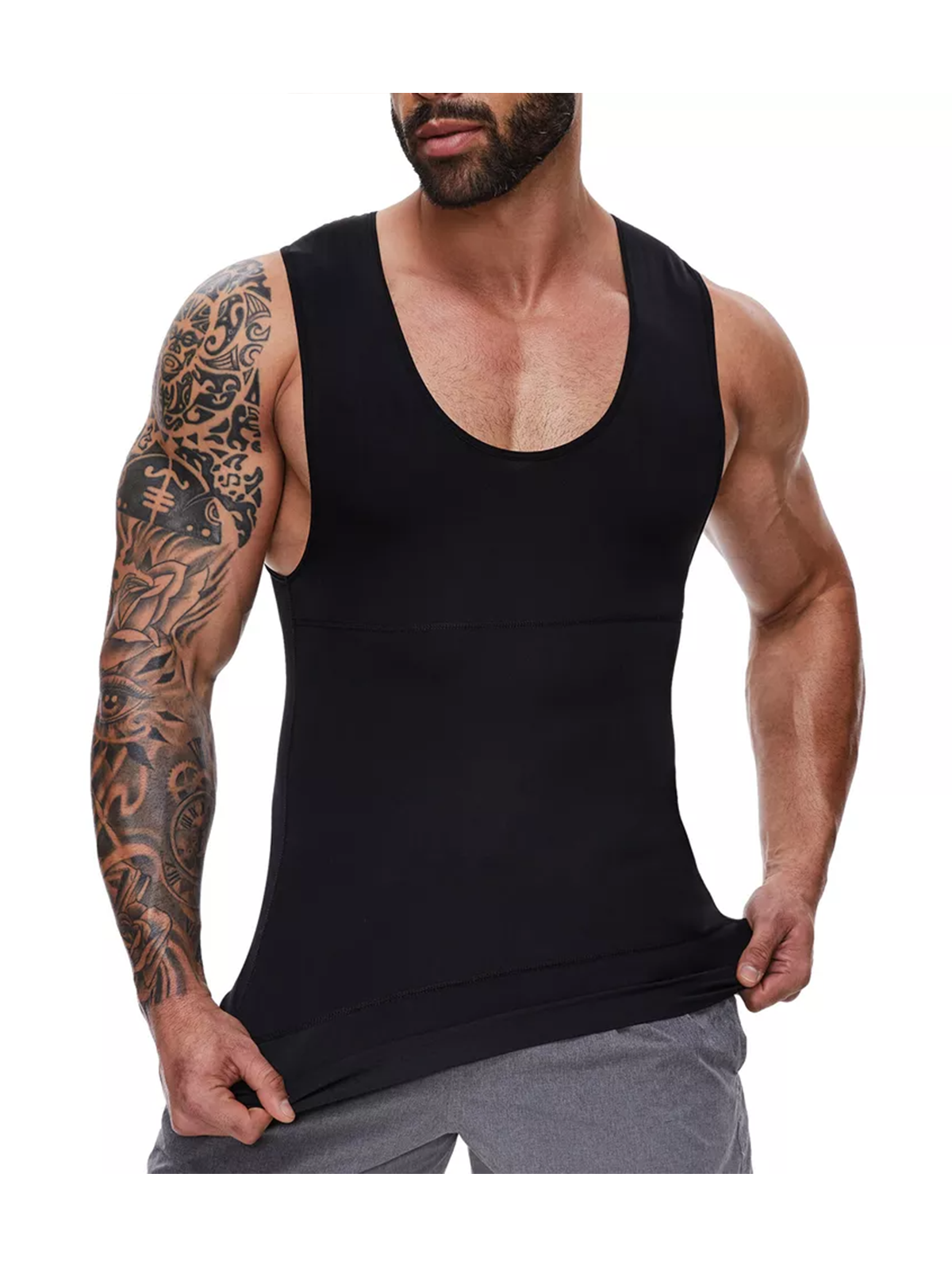 Mens Compression Shirt Slimming Body Shaper Vest Workout Tank Tops