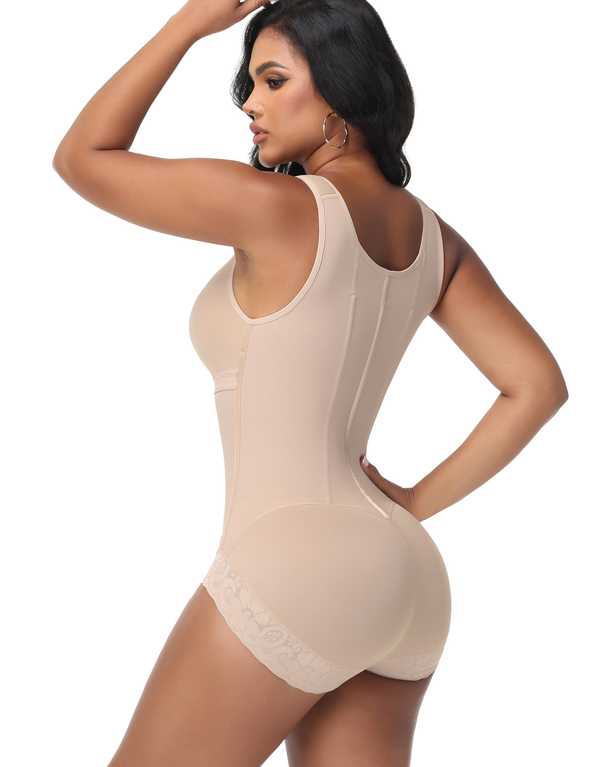 Double-Layer PowerMesh Hourglass Tummy Sculpt Zipper Bodysuit With Bra