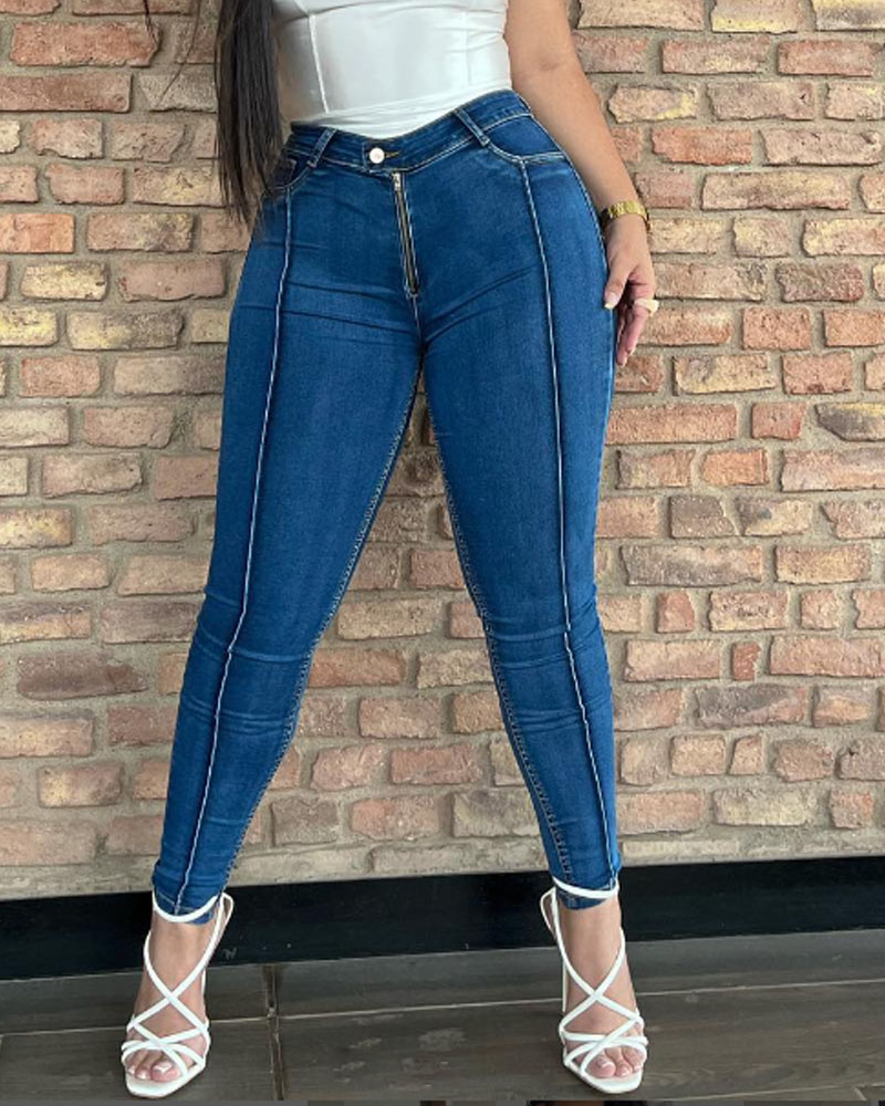 Chiccurve Women's Zipper Skinny Fashion Jeans