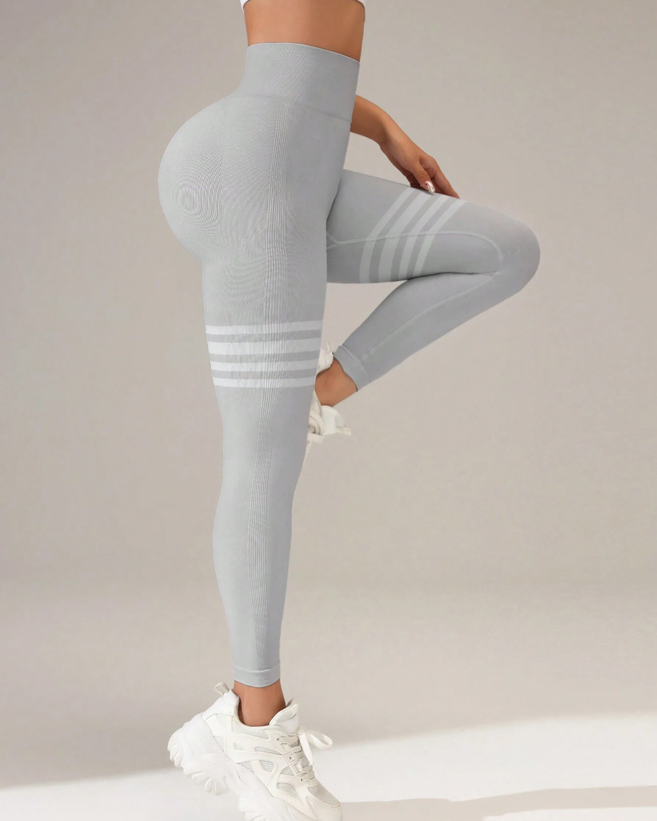 High Waist Back V Butt Lifting Fitness Striped Yoga Leggings