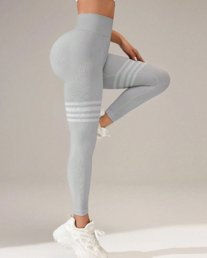 High Waist Back V Butt Lifting Fitness Striped Yoga Leggings