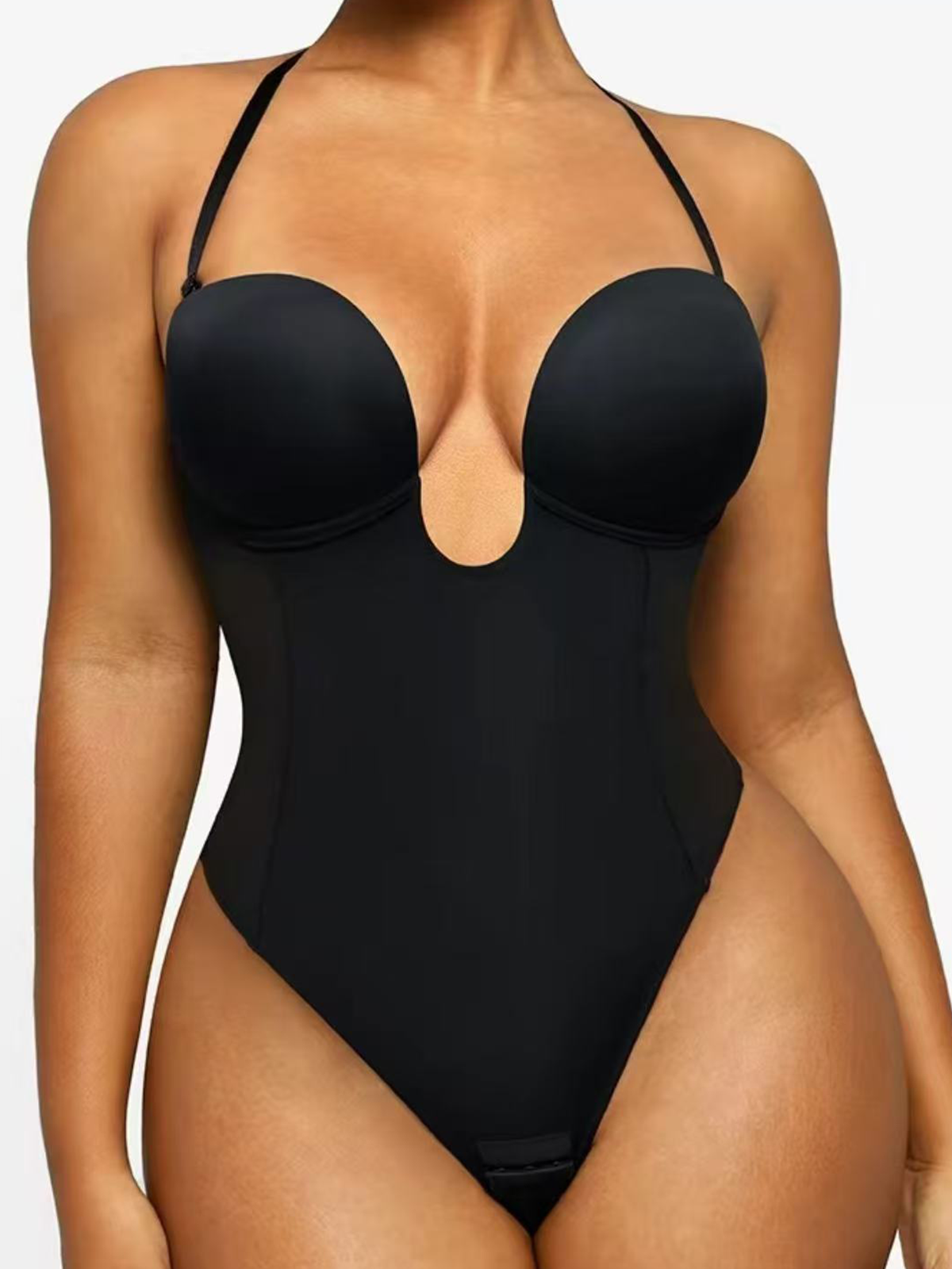 Deep V Sleeveless Backless Thong Bodysuit