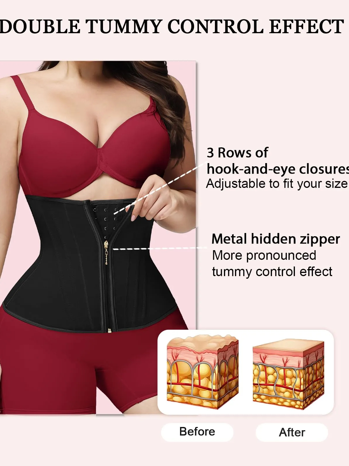 Women Waist Trainer with Zipper & Hooks Ref10060