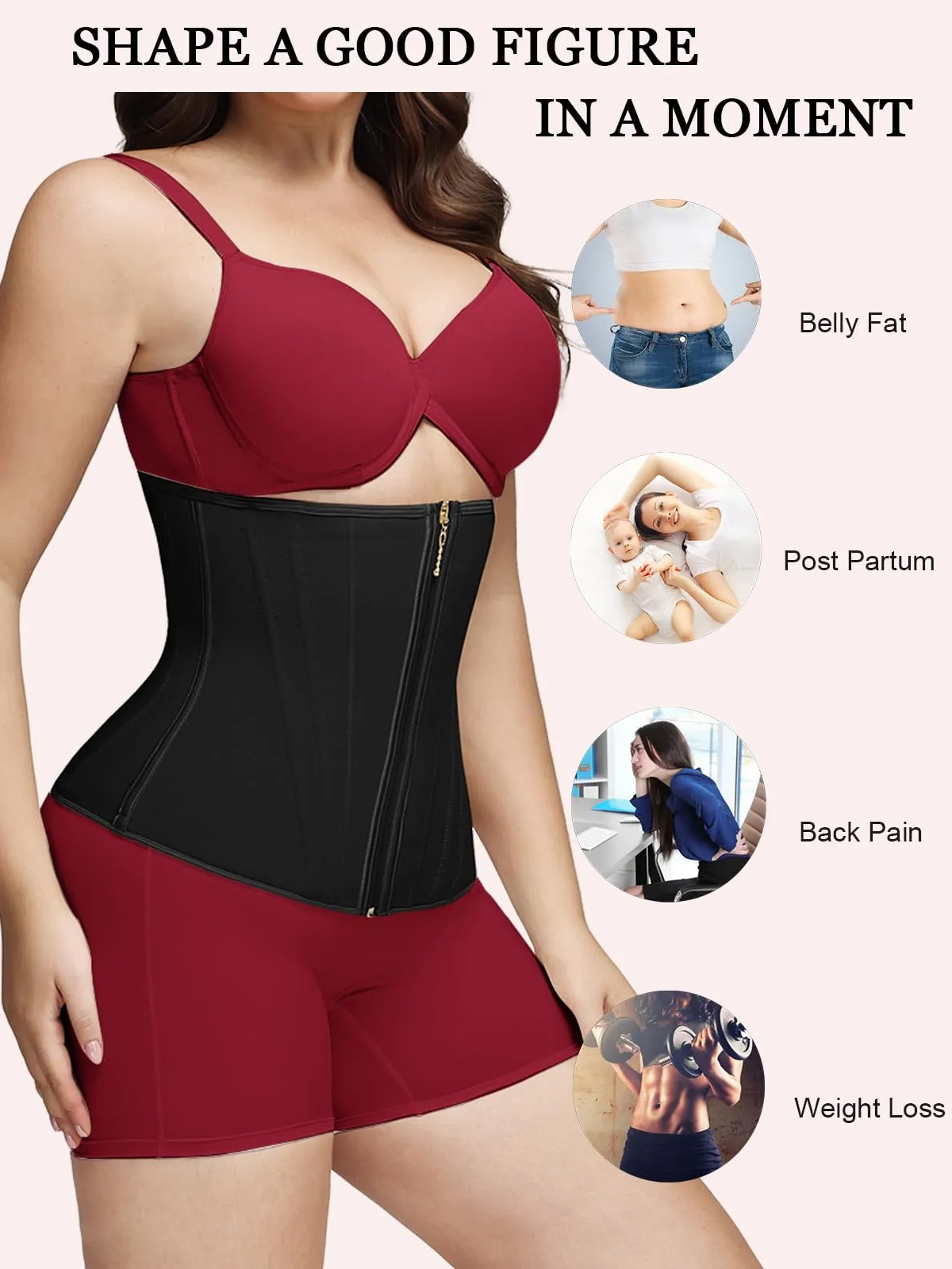 Women Waist Trainer with Zipper & Hooks Ref10060