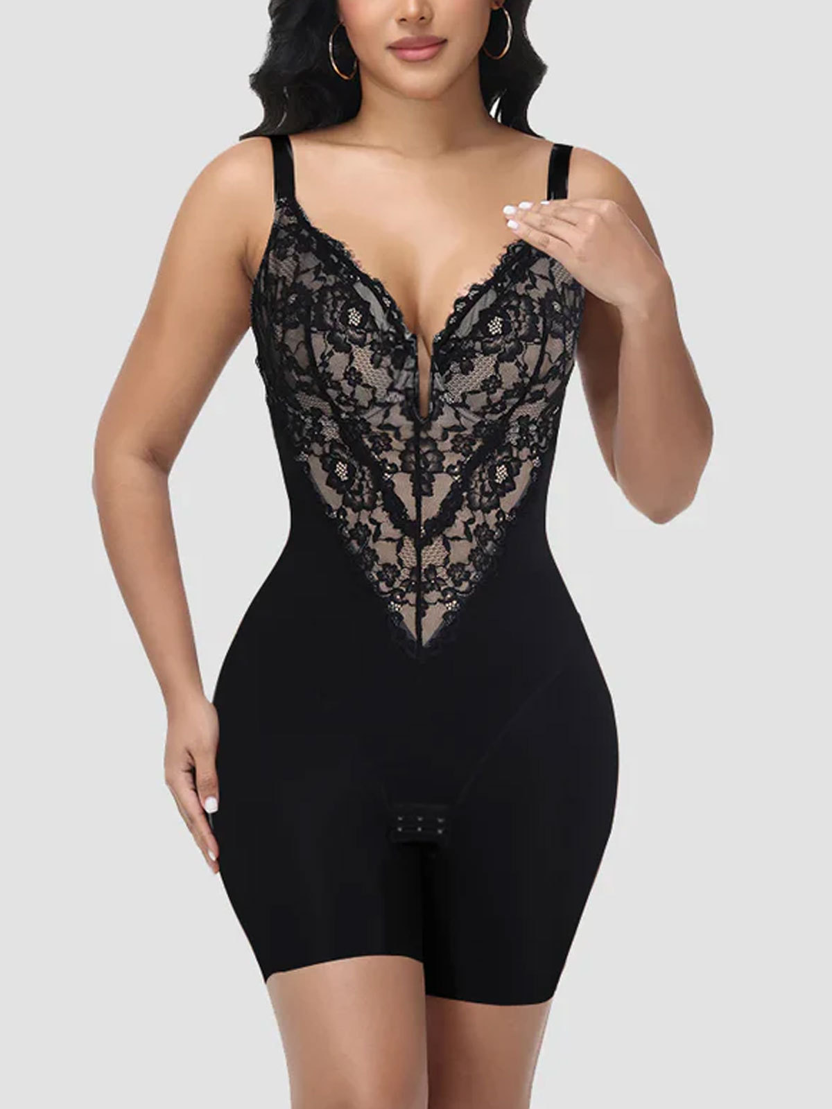 V Neck Backless Halter Bodysuit