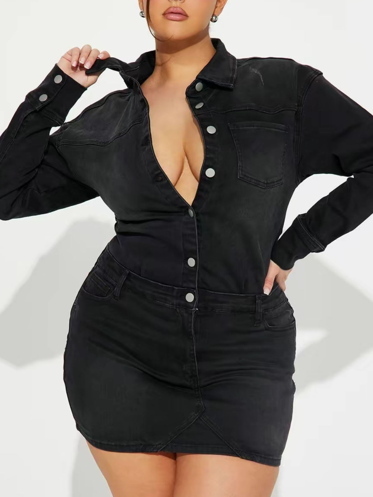 Black Slim Fit Denim Mini Skirt