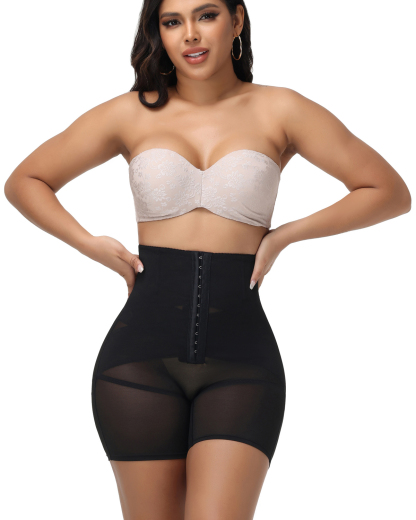 High Waisted Button Down Tummy Compression And Butt Lifting Shorts