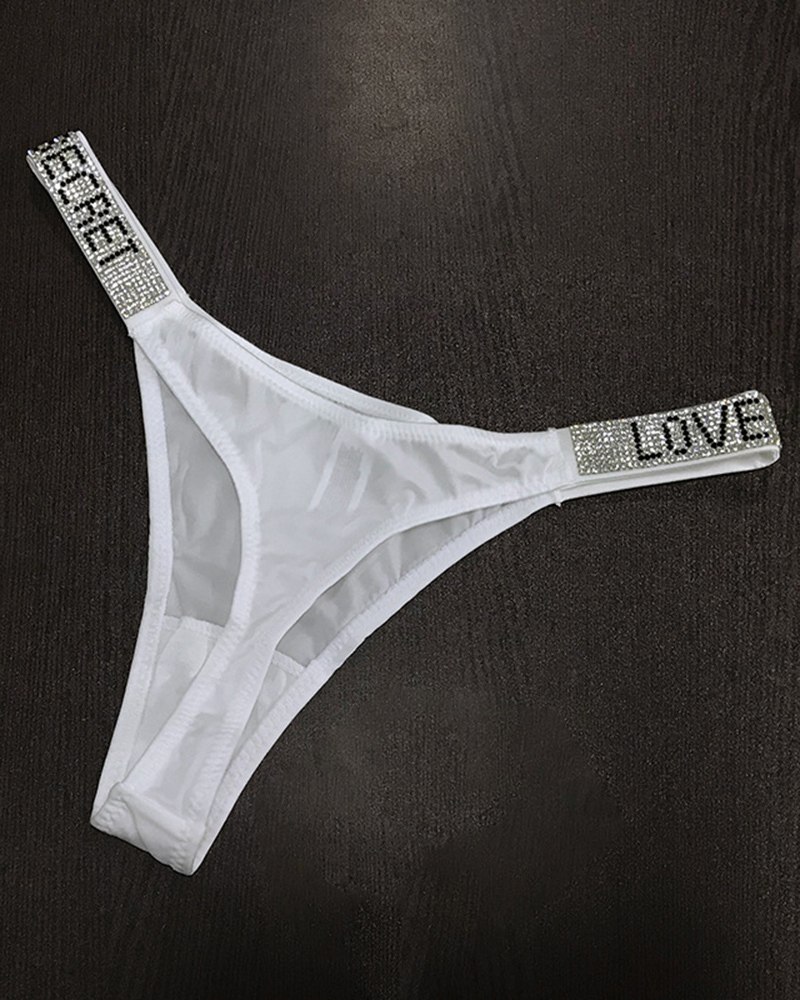 Sexy Low Waist T Pants Narrow Edge Water Diamond Underwear Sports Hip Lifting Thong Breathable Invisible-ChicCurve