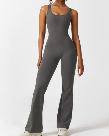 V-Back Flared Jumpsuit