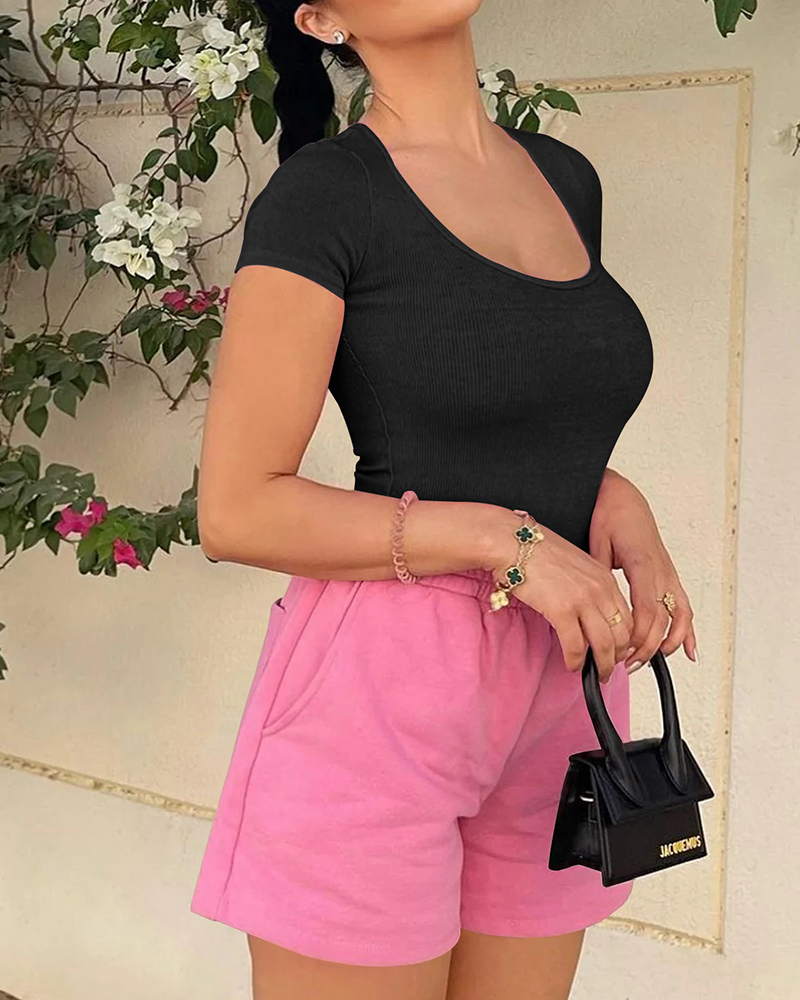 Ribbed Skinny Short Sleeve Bodysuits