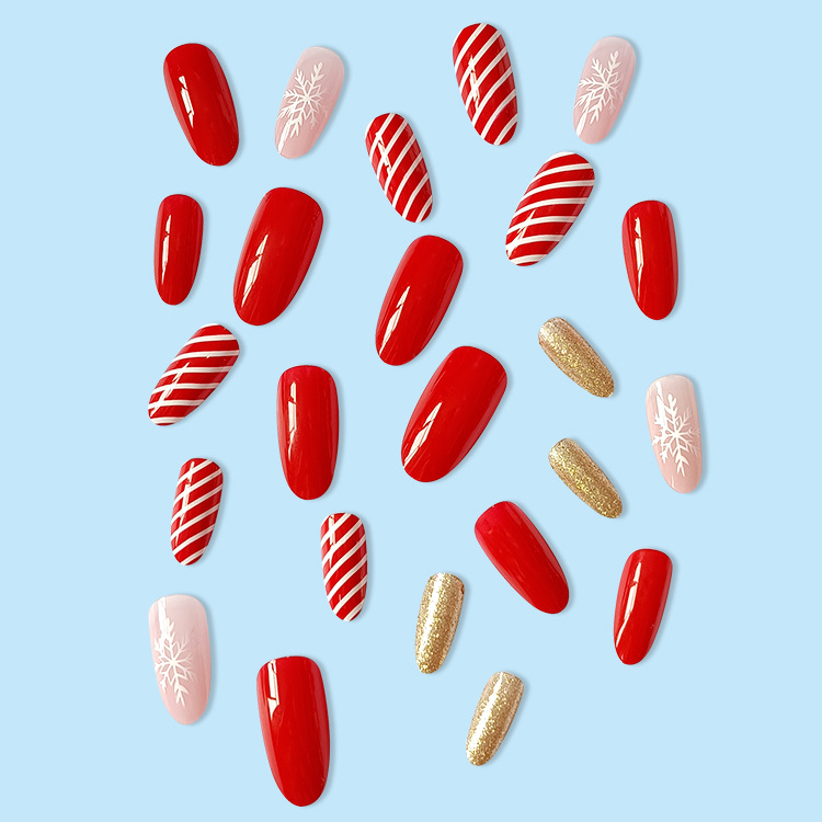 Christmas Simple Gold Glitter Snowflake Wear Nails