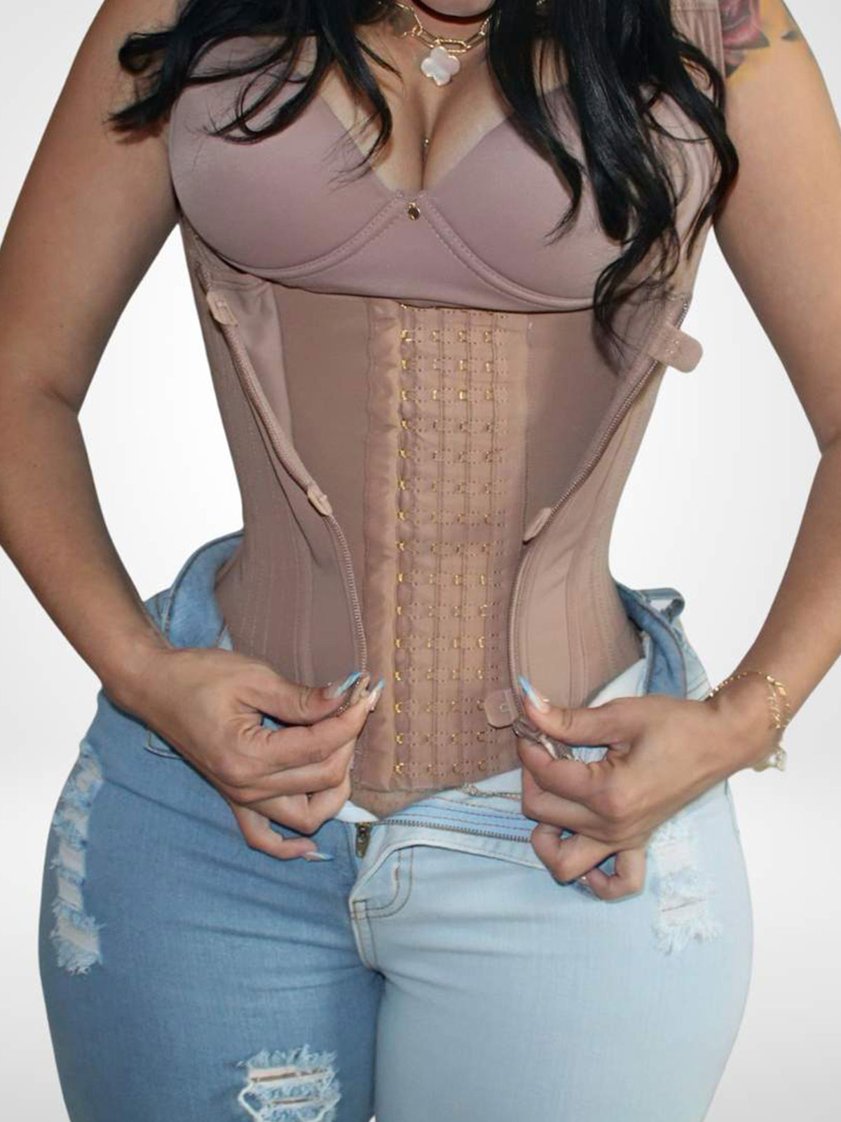 Internal Hooks Hourglass Zipper Faja Vest