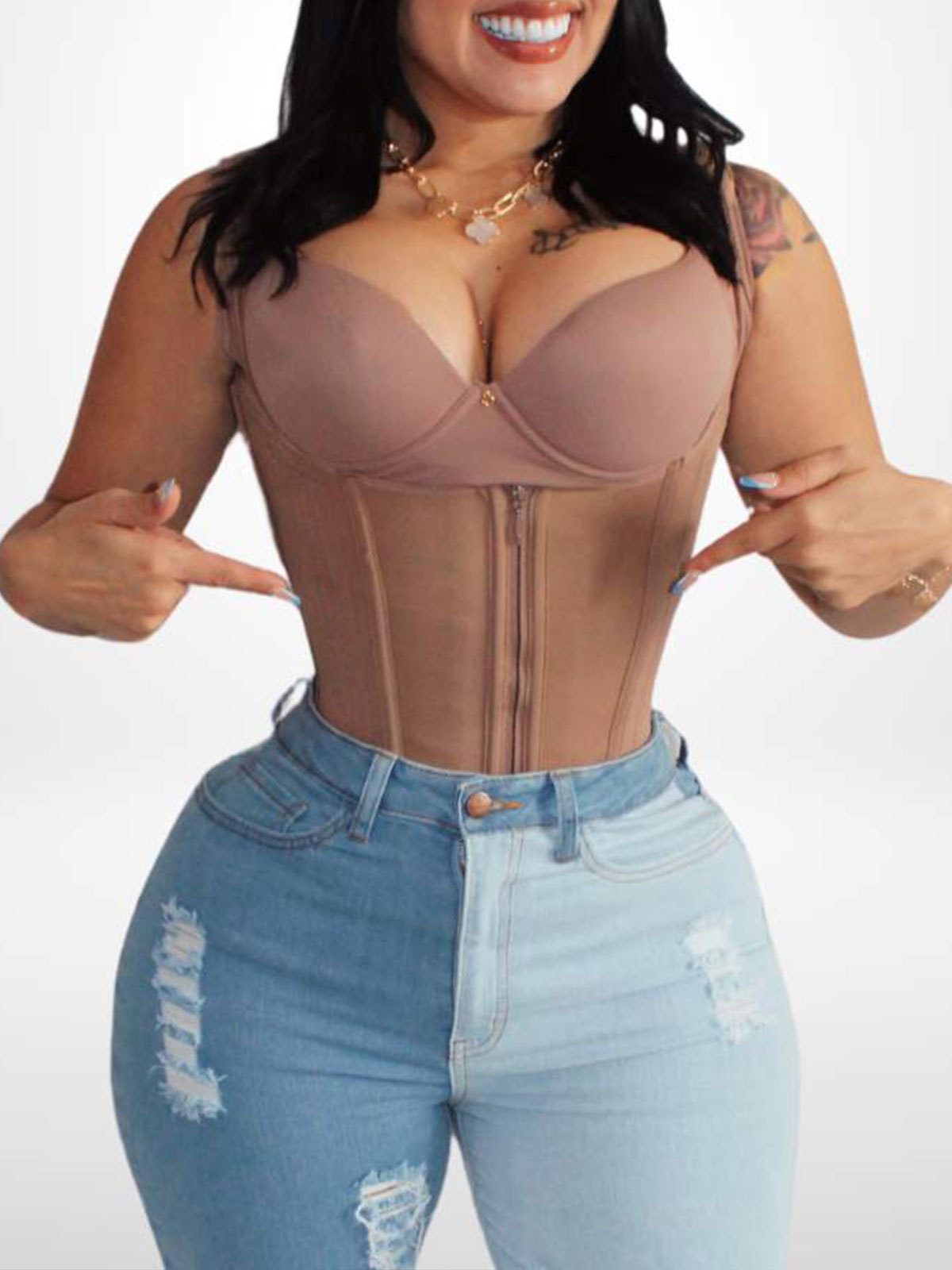 Internal Hooks Hourglass Zipper Faja Vest