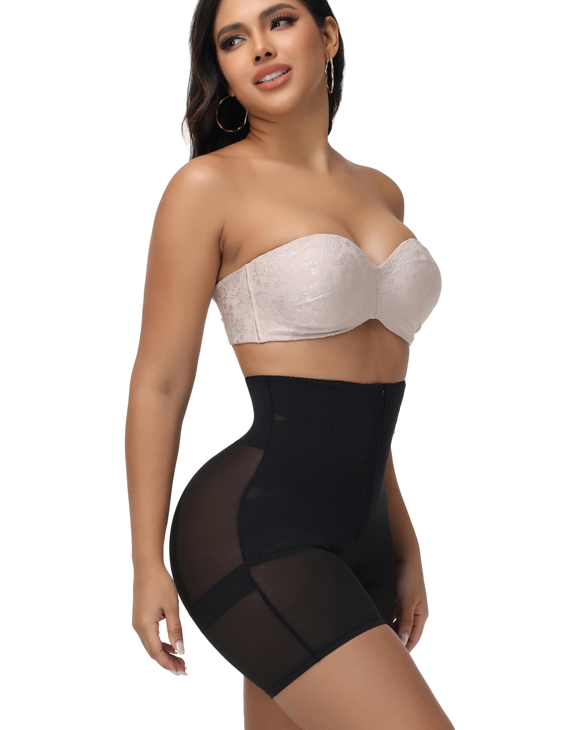 High Waisted Button Down Tummy Compression And Butt Lifting Shorts