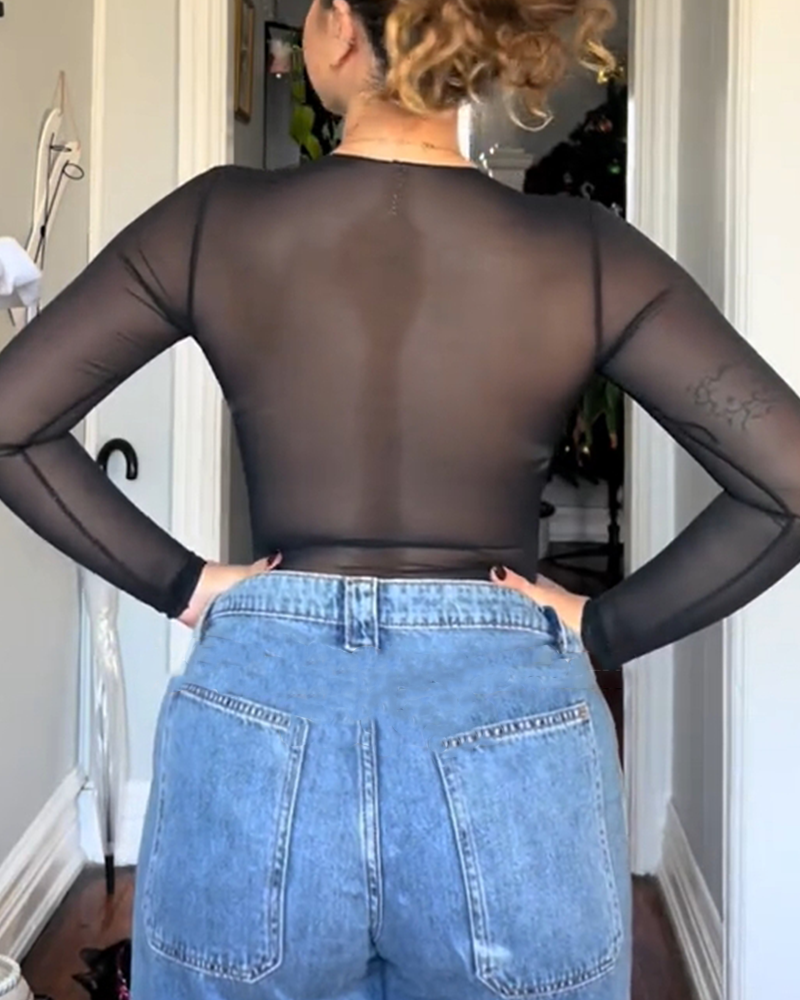 Mesh Sexy Triangle Bodysuit