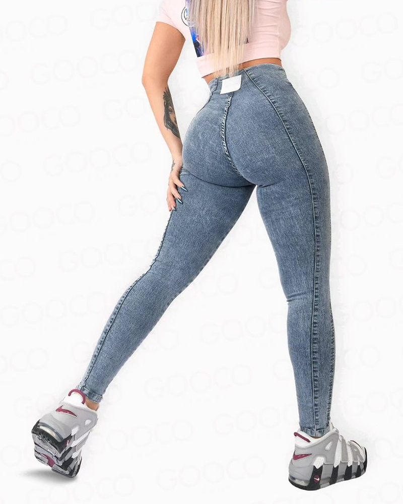 Stretchy Pulled High Waisted Skinny Jeans