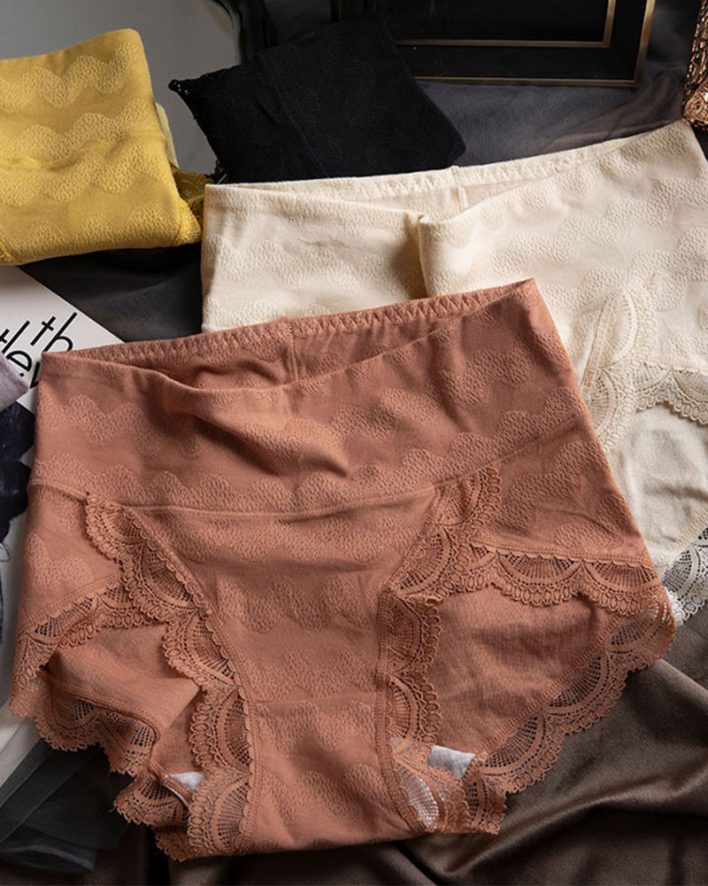Anti-Bacterial Crotch Mid-Waist-Tuck Lace Panties