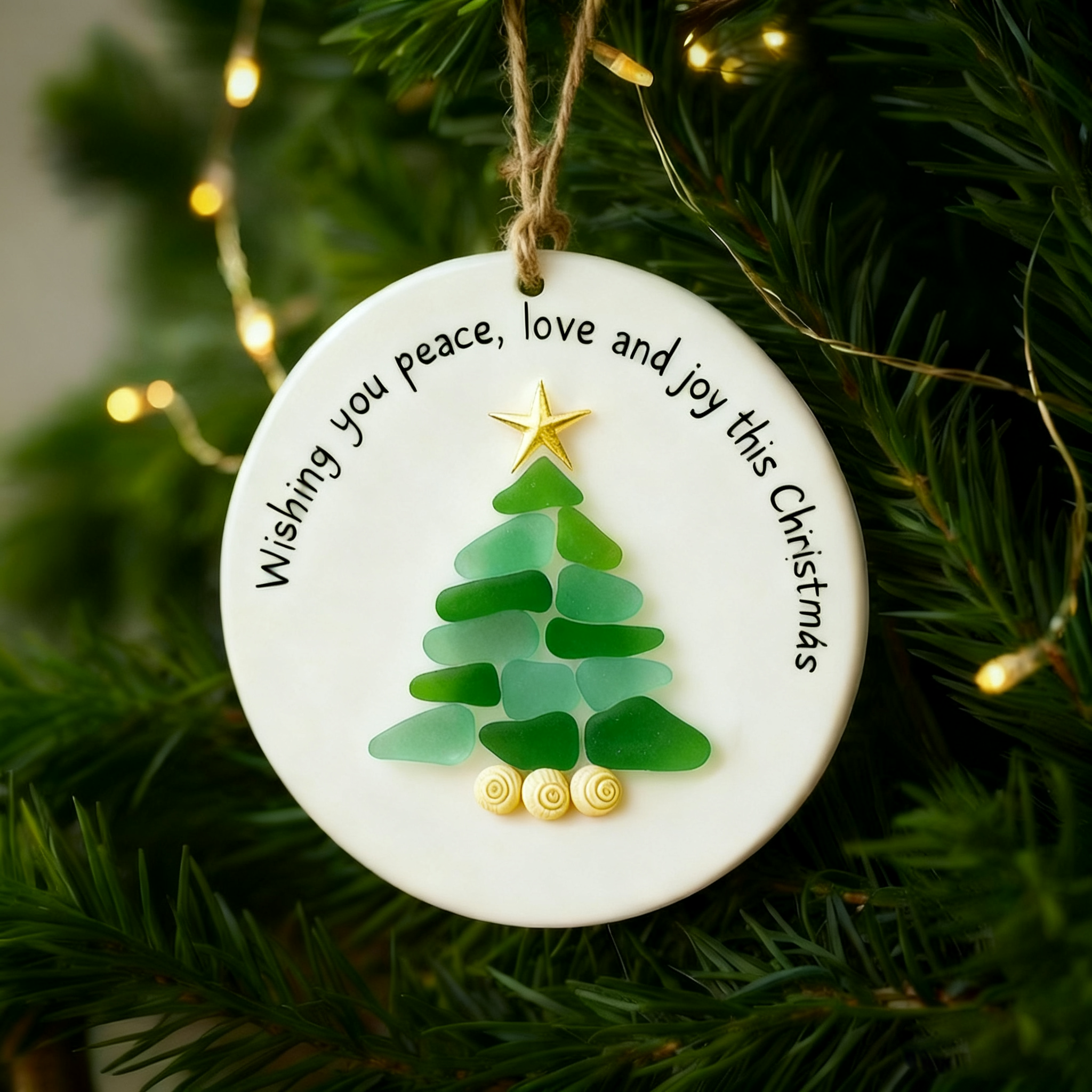 Handmade Coastal Sea Glass Christmas Decor