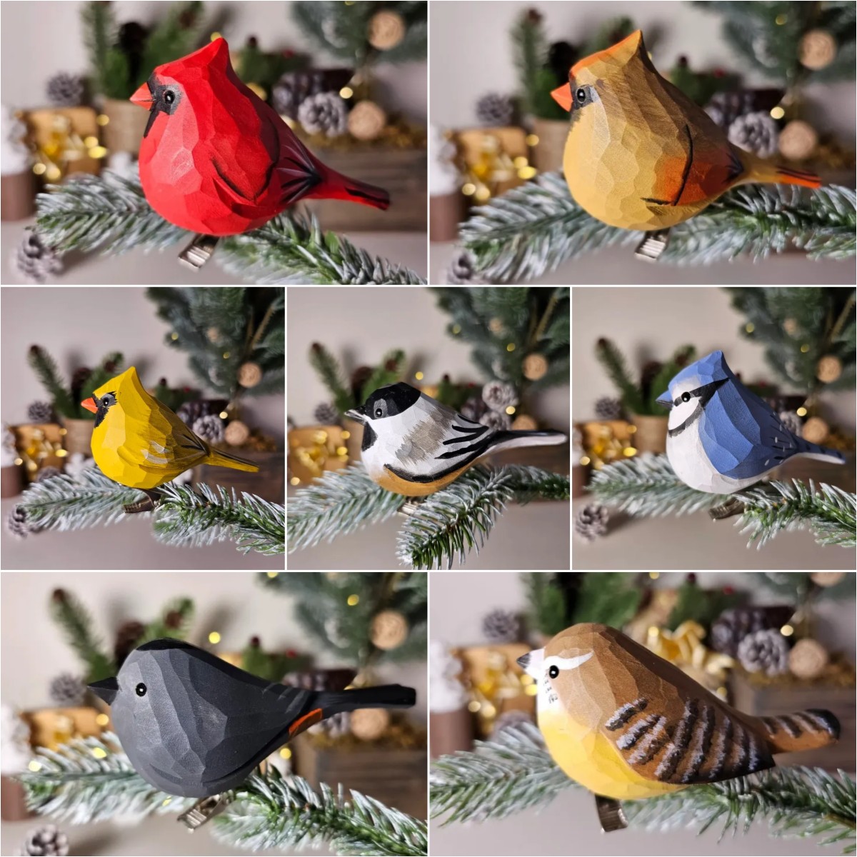 Charming Handmade Clip-On Christmas Tree Bird Ornament