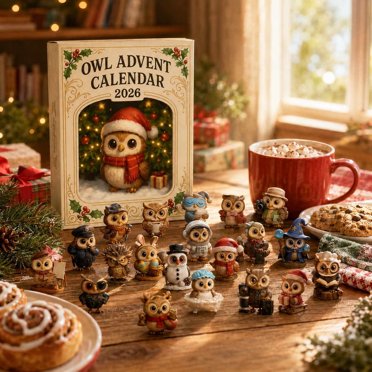 🦉 2026 Owl Advent Calendar – 24-Day Christmas Countdown with Collectible Owl Figurines