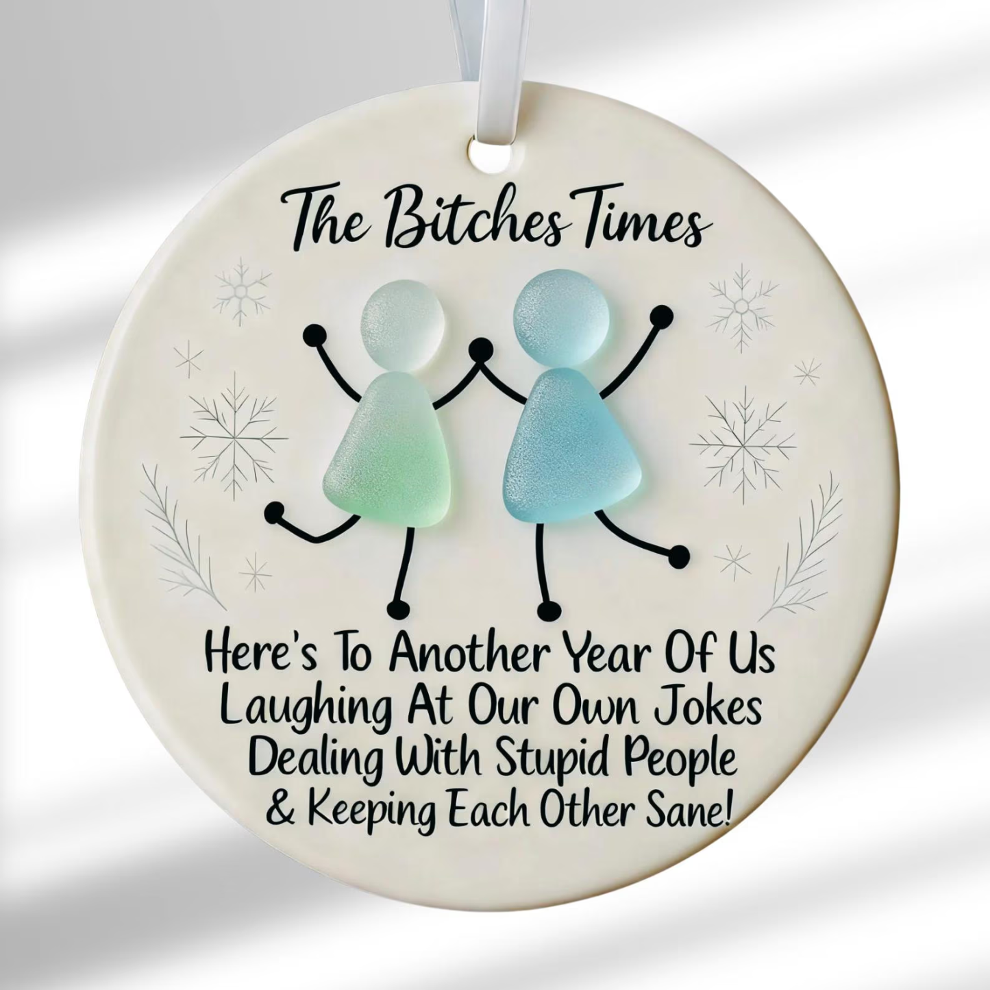 Funny Friendship Sea Glass Keepsake Ornament