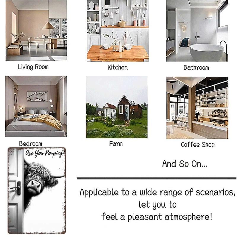 Vintage Highland Cow Sign – Funny Are You Pooping? Wall Decor😂