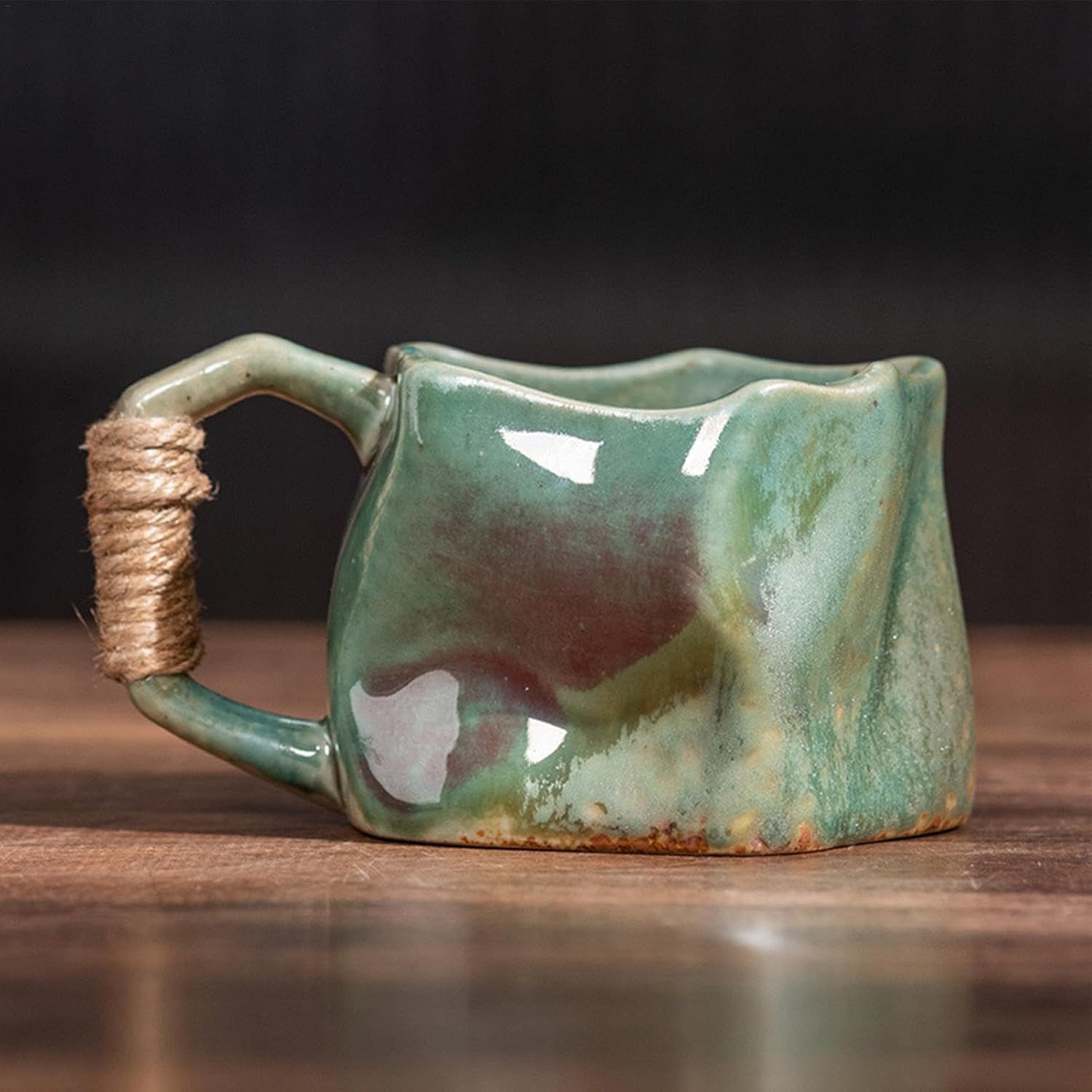 Retro handmade irregular shape ceramic coffee cup