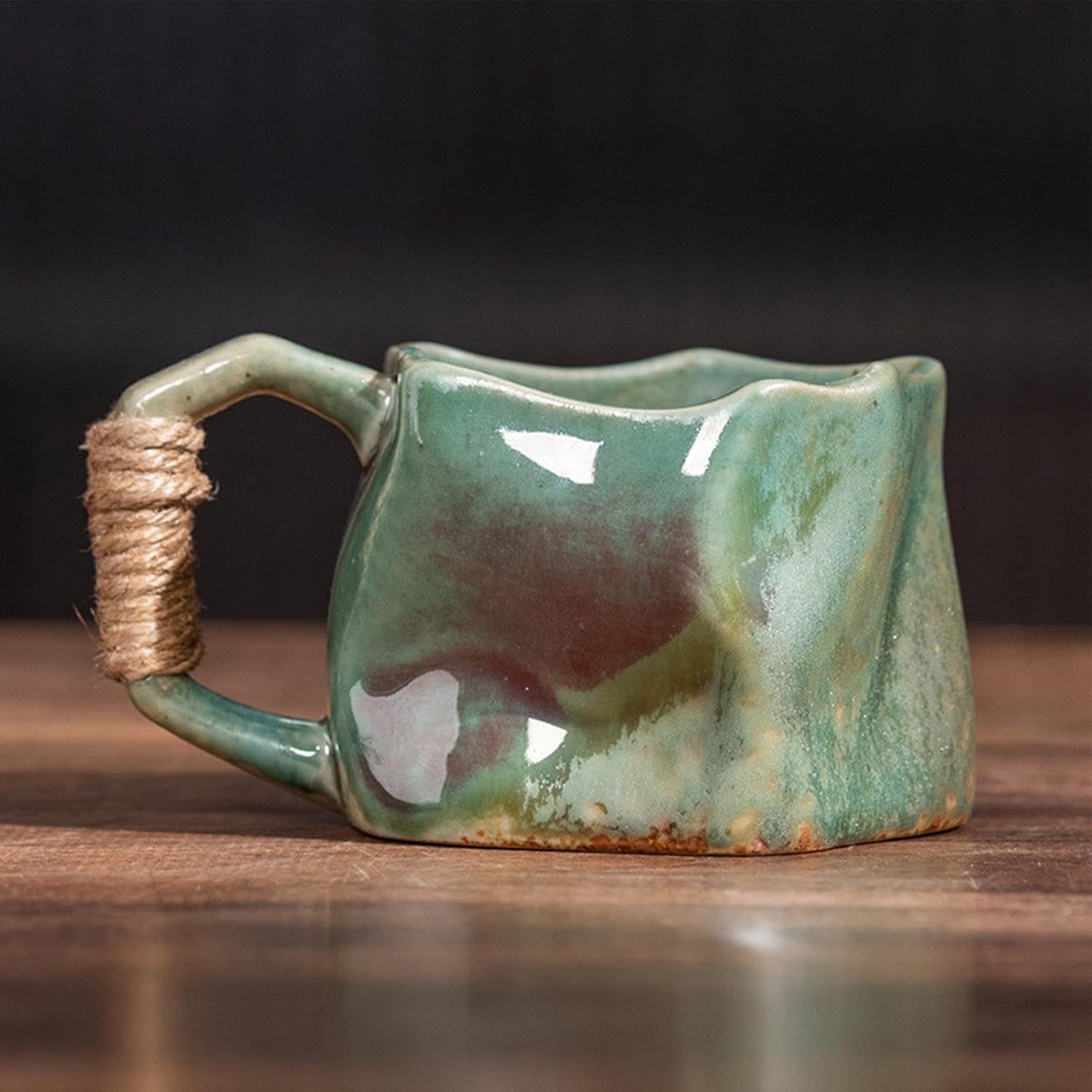 Retro handmade irregular shape ceramic coffee cup