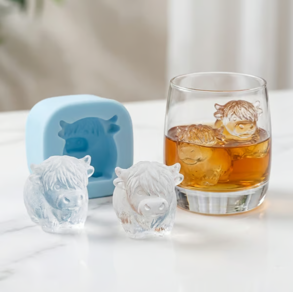 🐮 Mini Highland Cow Ice Cube & Dessert Mold 🧊🍪 Cute 3D Ice for Drinks, Parties & Gifts💕