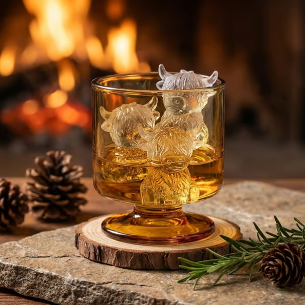 🐮 Mini Highland Cow Ice Cube & Dessert Mold 🧊🍪 Cute 3D Ice for Drinks, Parties & Gifts💕