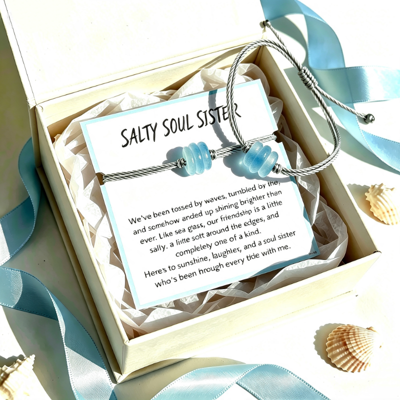 Salty Soul Sister Sea Glass Braided Bracelet