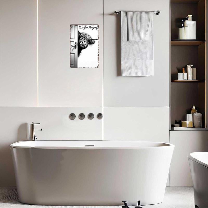 Vintage Highland Cow Sign – Funny Are You Pooping? Wall Decor😂