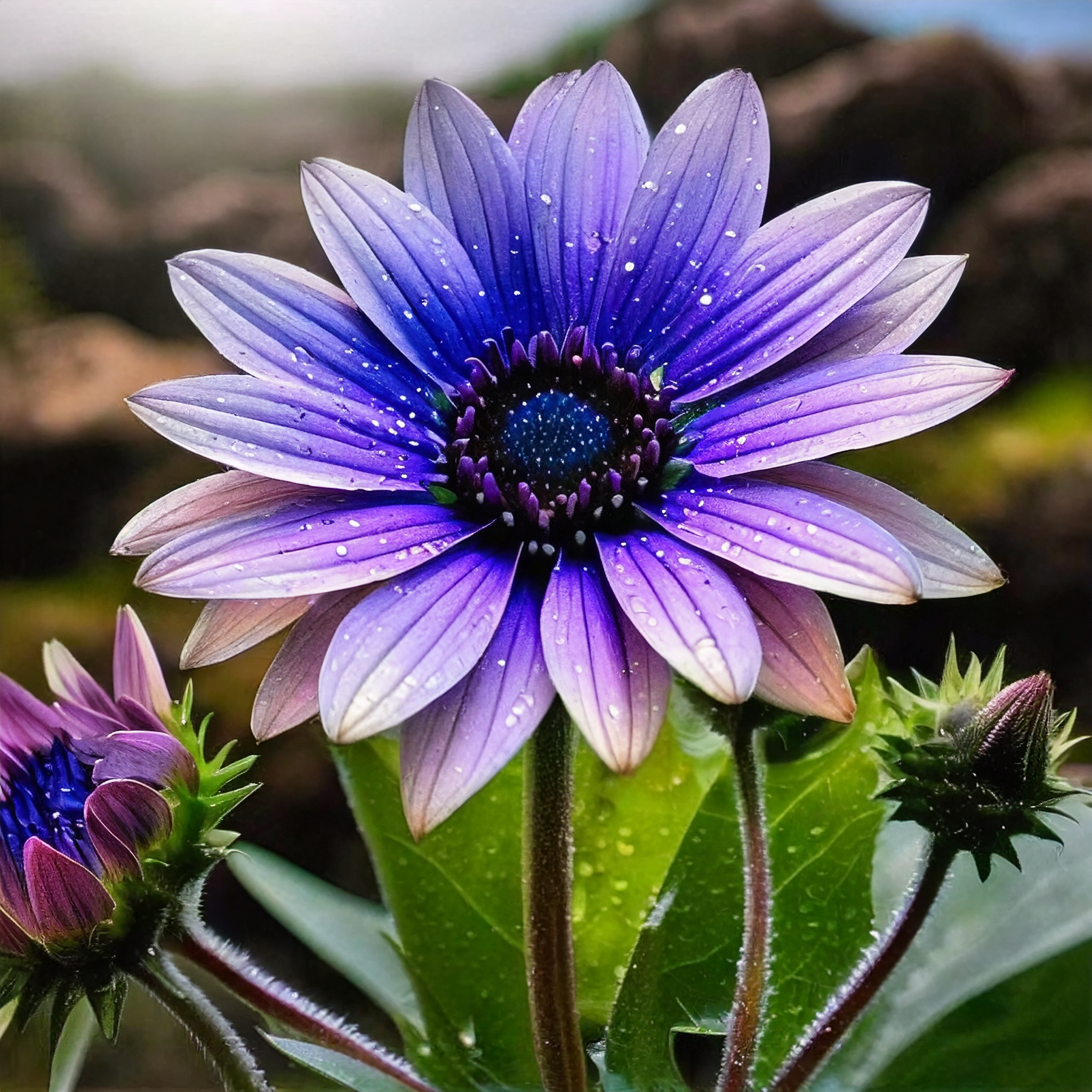 Blue to Purple Ombre Sunflower