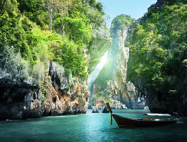 Rocky landscape in Railay Beach, Krabi, Thailand