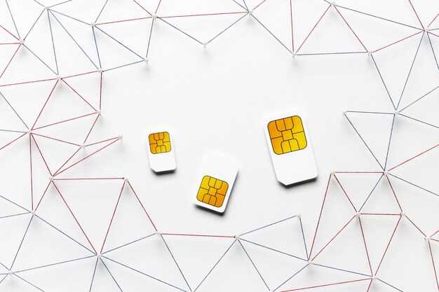 Free photo top view of sim cards