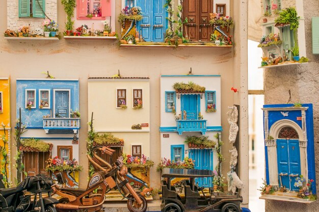 Photo little model windows made of wood