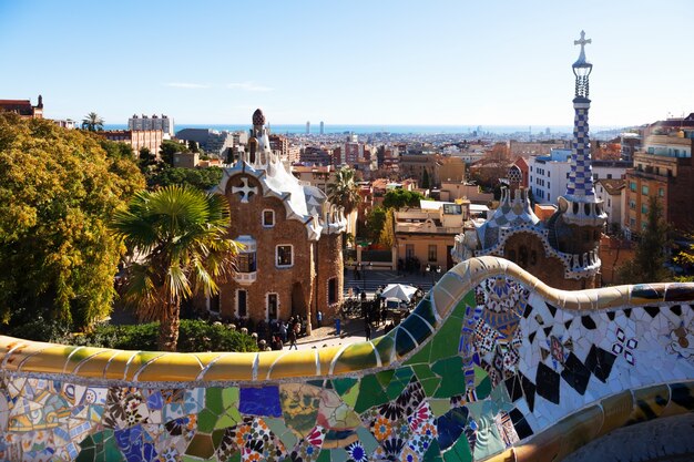 Photo gratuite vue du parc Güell en hiver. Barcelone