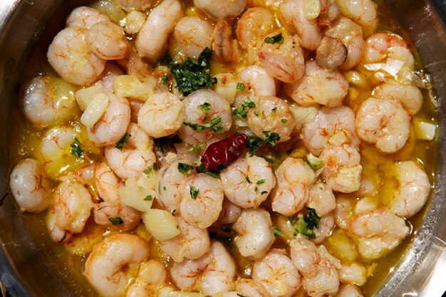 Free photo flat lay tasty seafood in bowl