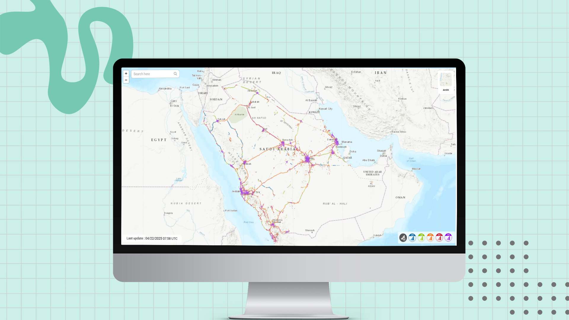 coverage of Mobily 2G, 3G, 4G and 5G mobile network.