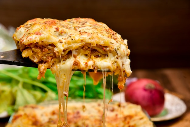 Photo beef lasagna food photography