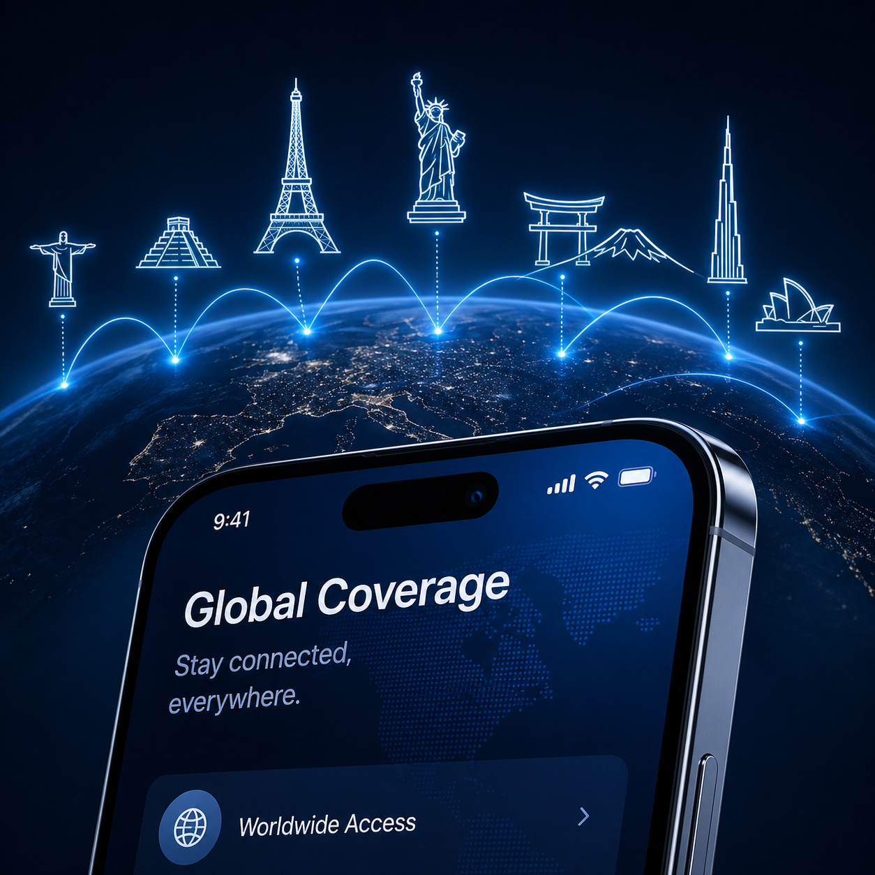 Seamless internet coverage in 148+ countries with global eSIM
