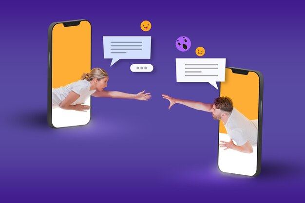 Free photo use of apps to make friends concept with smartphone