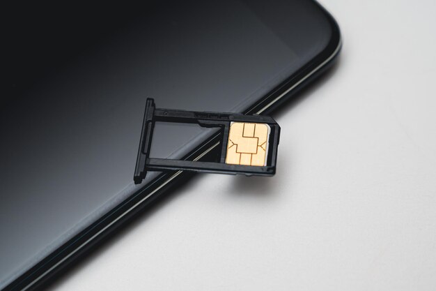 사진 전화 모바일 SIM 카드에서 SIM 카드 교체