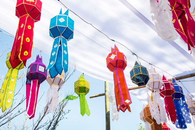 Photo lantern decoration garden park in new year festival