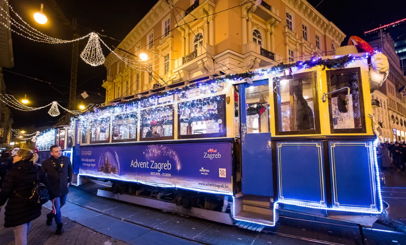 Merry Christmas Tram driven by Santa