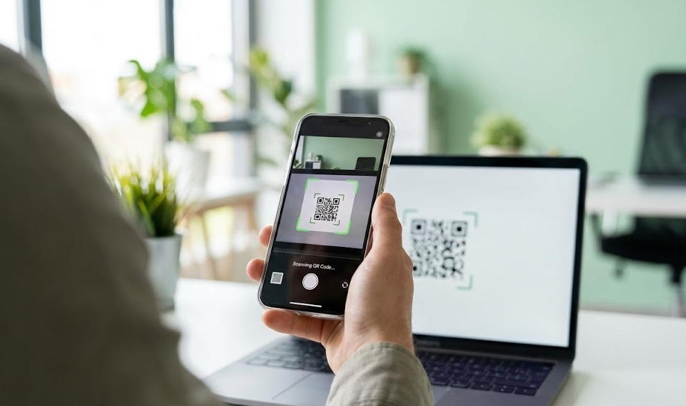 Scanning QR code to install eSIM on iPhone