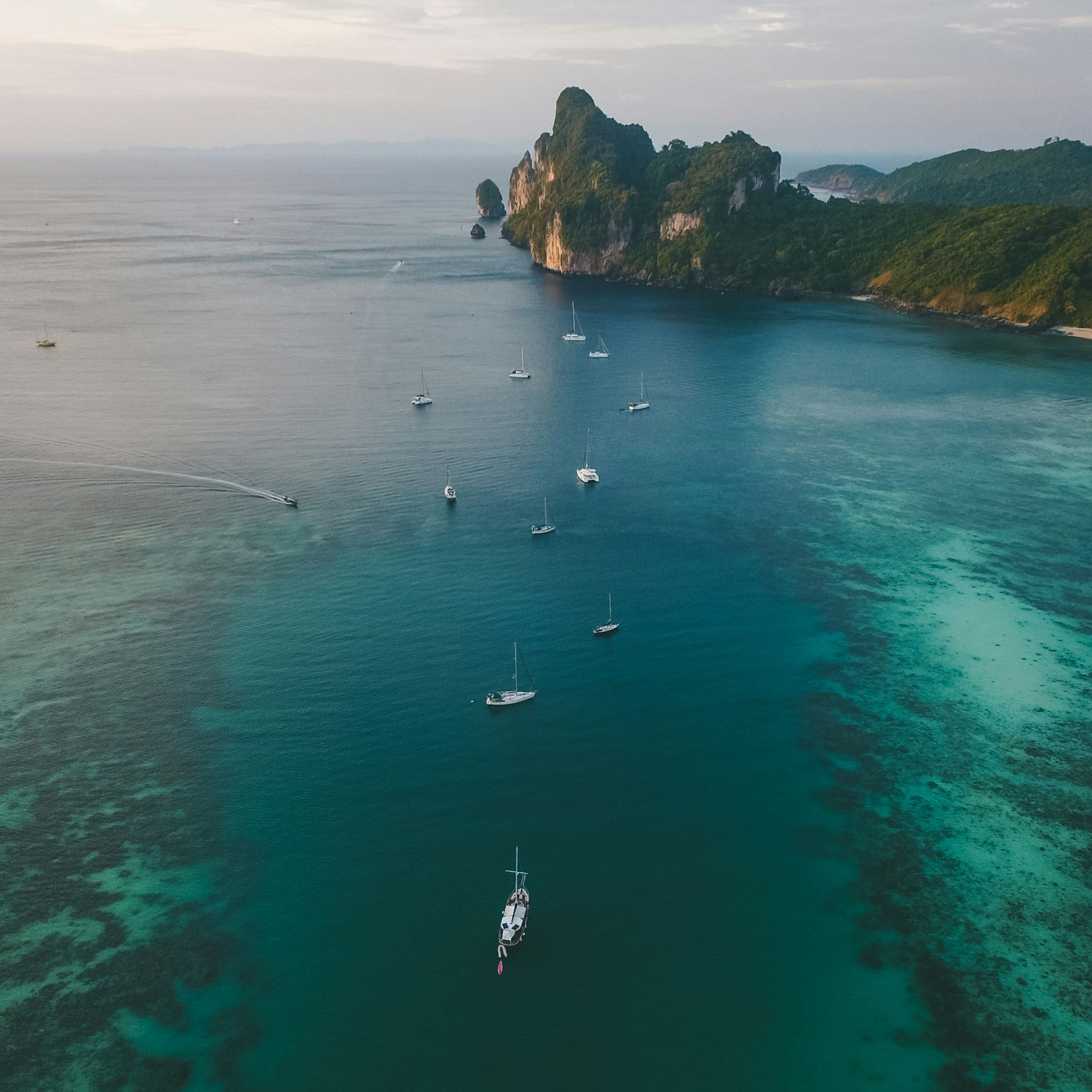 Aerial view of tropical islands and turquoise sea – ByteSIM Southeast Asia eSIM